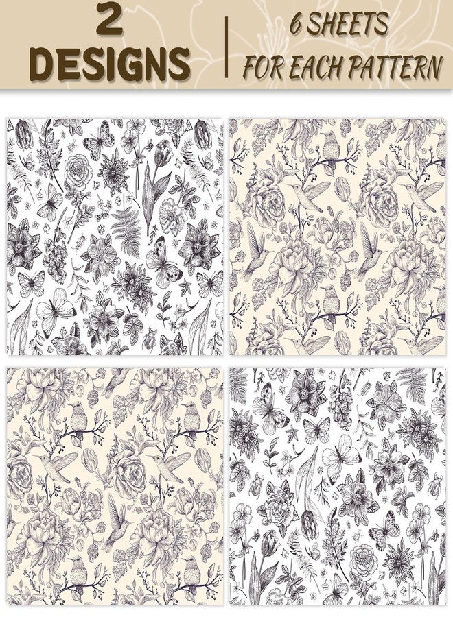 Bolsome 12 Sheets 28 * 20 Inches Vintage Flowers Wrapping Paper Retro Wildflower Bird Butterfly Printed Gift Wrap Paper for Birthday Spring Holidays Wedding Bridal Shower DIY Craft - Image 2